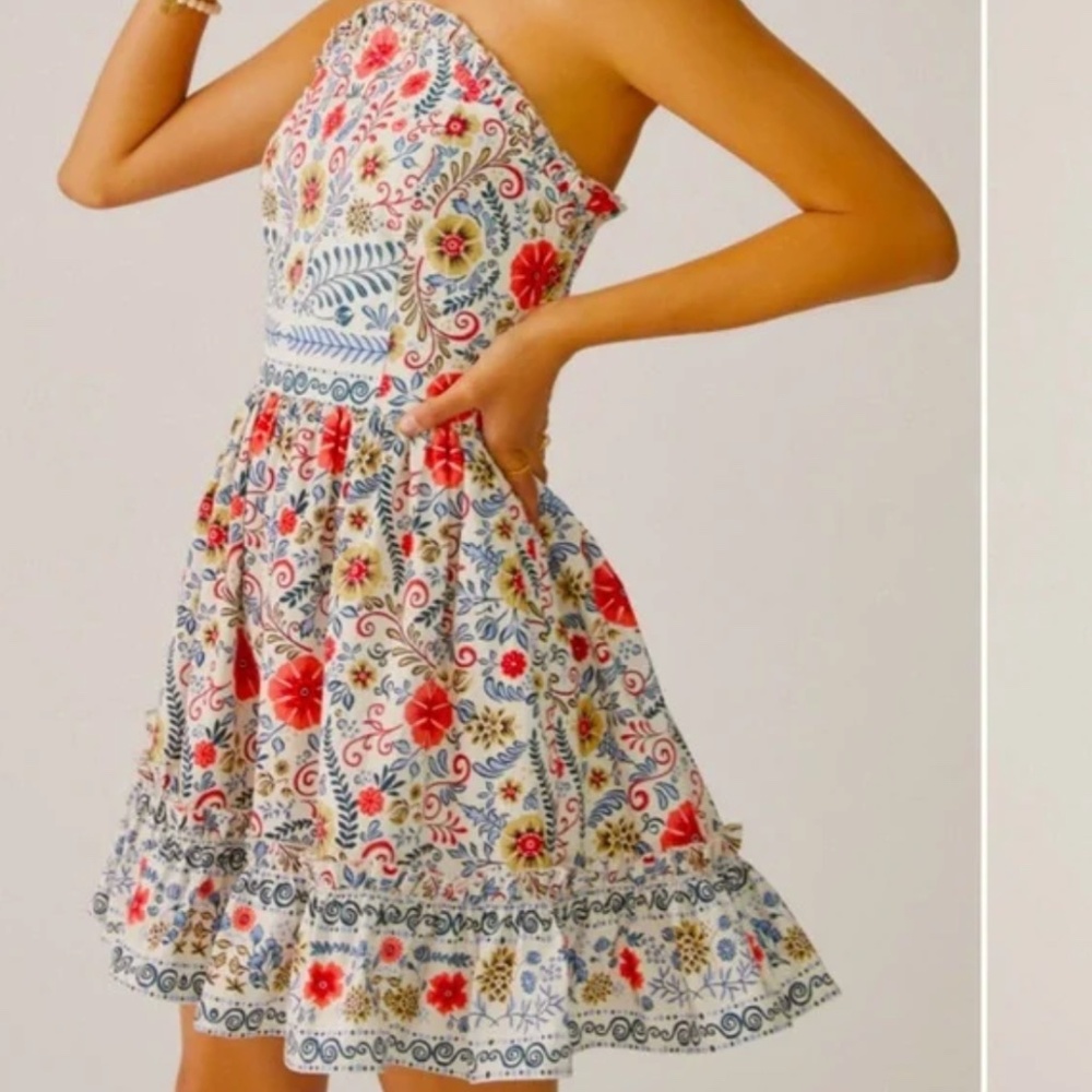 NWOT Anthropologie Forever that Girl Ruffle Tube Mini Dress, Medium